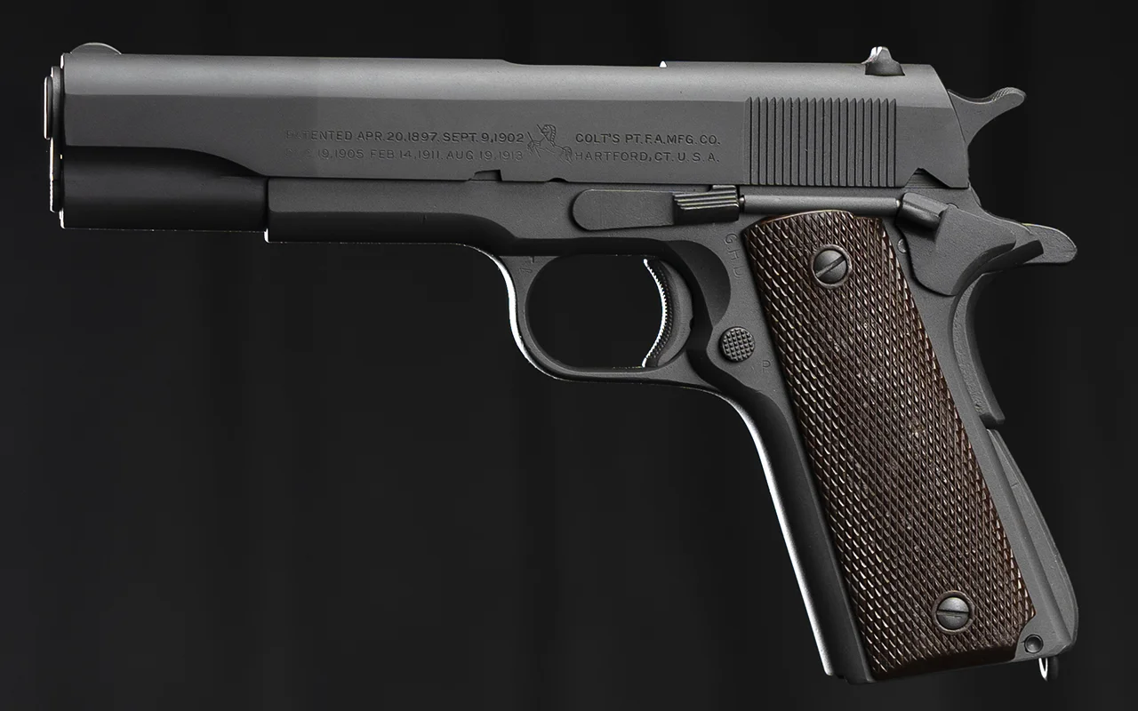 Colt 1911A1 with Parkerized finish, left side