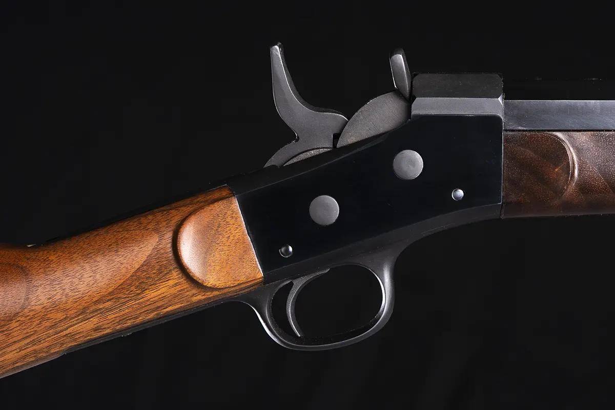 remington-rolling-block-hot-bluing-receiver Remington Rolling Block receiver with polished and matte hot blued surfaces
